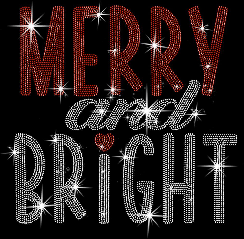 Merry and Bright Rhinestone Shirt: Family Christmas Bling Tee