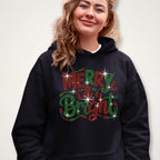 Merry and Bright Rhinestone Christmas Shirt: Christmas Lights Sparkle Sweatshirt