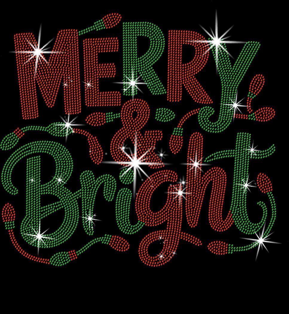 Merry and Bright Rhinestone Christmas Shirt: Christmas Lights Sparkle Sweatshirt