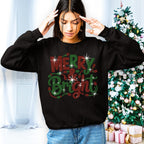Merry and Bright Rhinestone Christmas Shirt: Christmas Lights Sparkle Sweatshirt