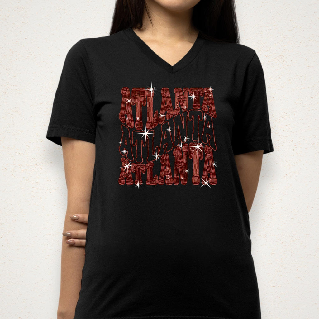 Atlanta Rhinestone Shirt: Bling Football Team Fans T-Shirt