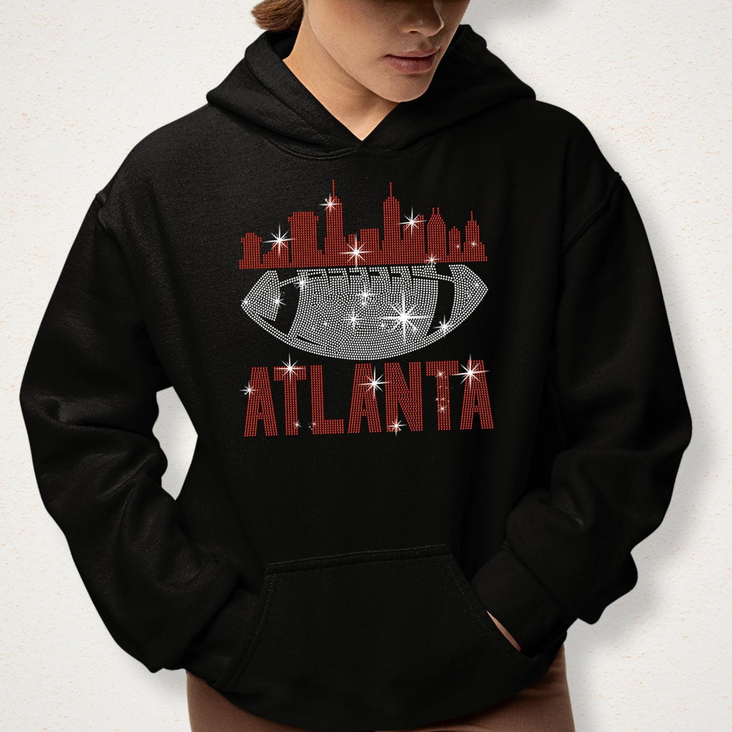 Atlanta Rhinestone Shirt, Atlanta Football Fans Top, Bling Football Team Sparkle Tee, Eye-Catching Design for Game Day, Gift for Her