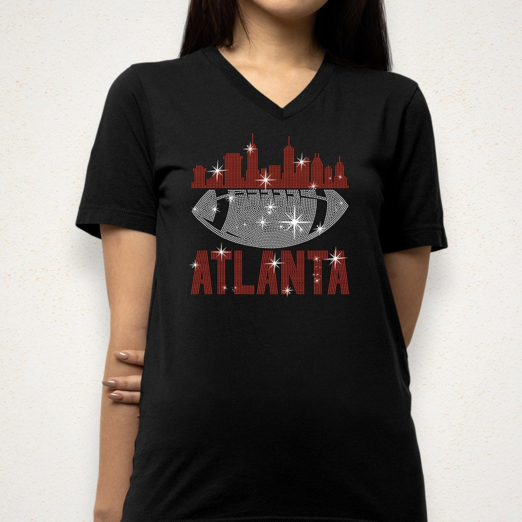 Atlanta Rhinestone Shirt, Atlanta Football Fans Top, Bling Football Team Sparkle Tee, Eye-Catching Design for Game Day, Gift for Her