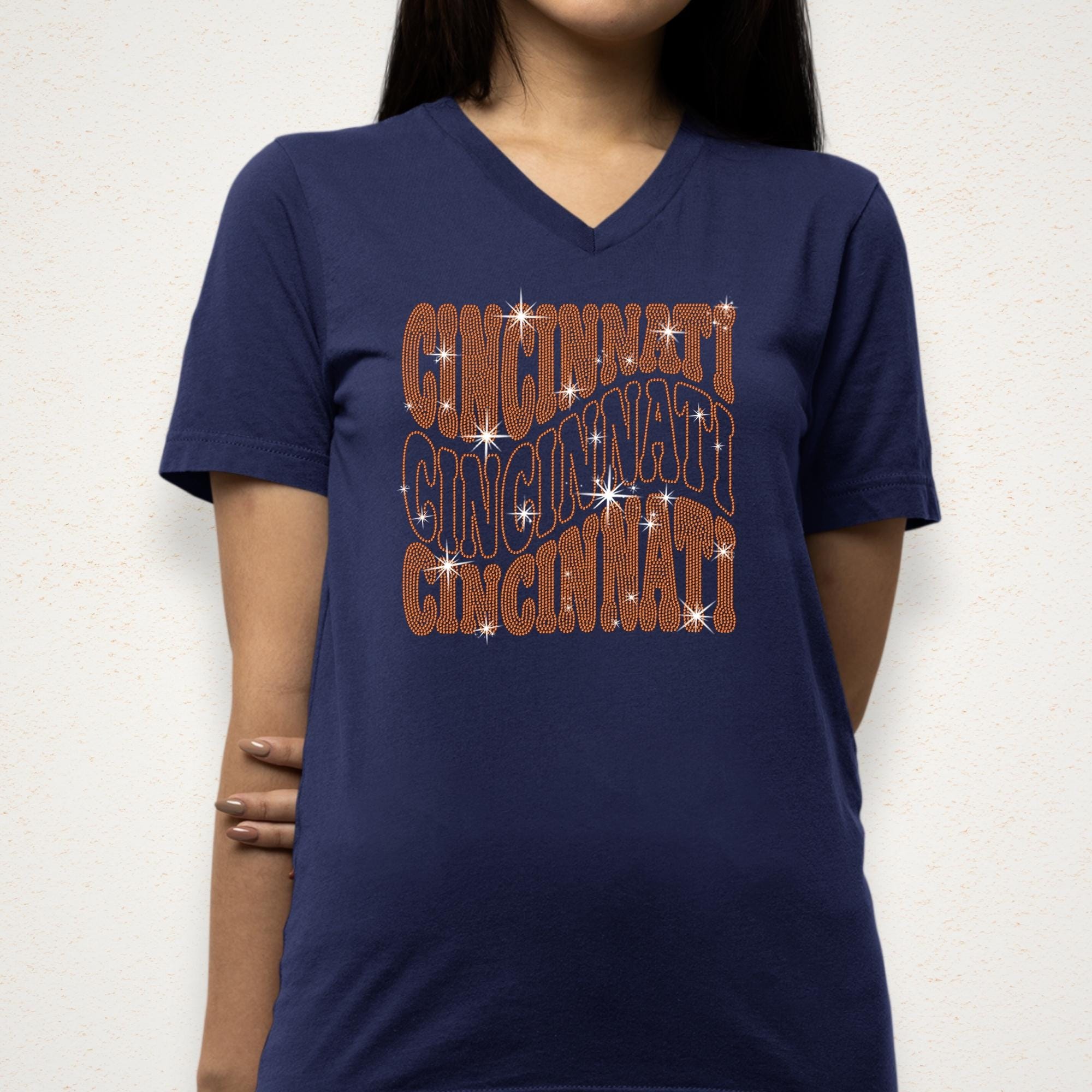 Cincinnati Rhinestone Shirt: Tailgating Game Day Football Sparkle Tee