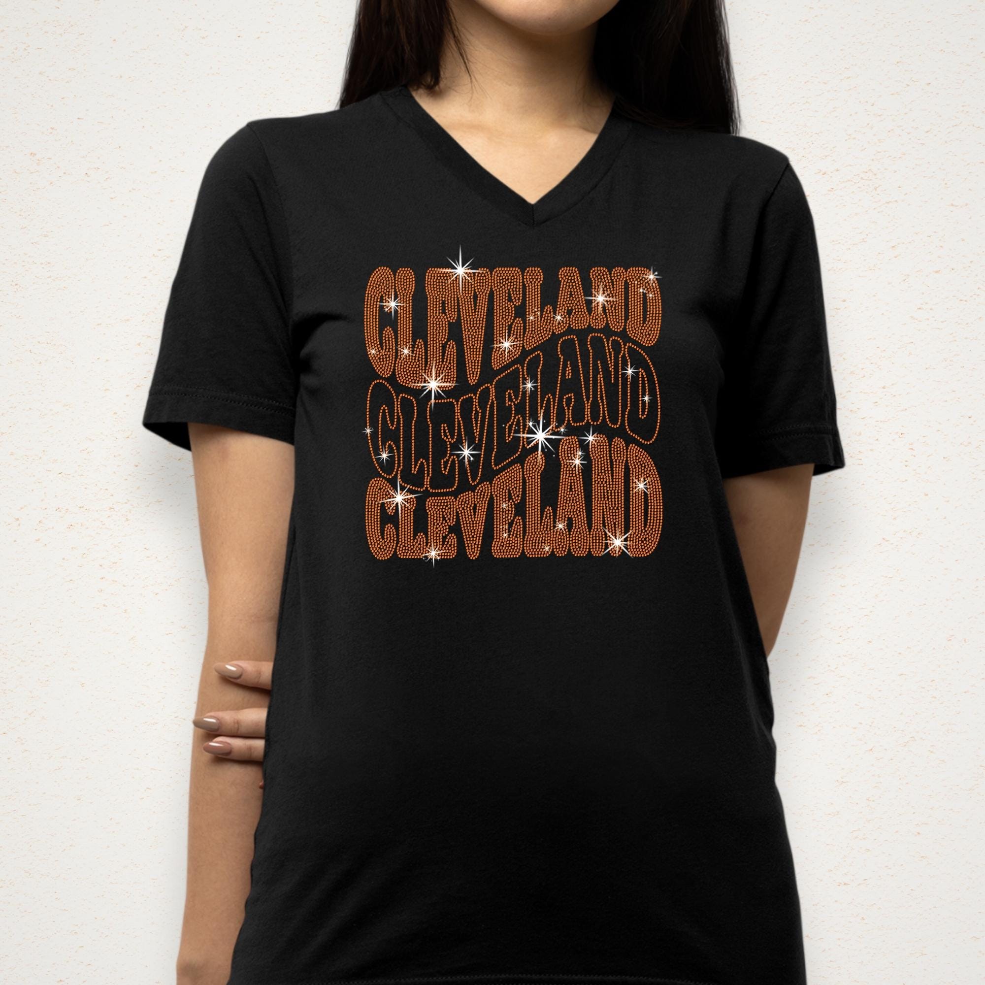 Cleveland Rhinestone Shirt: Sparkling Style Football Tee