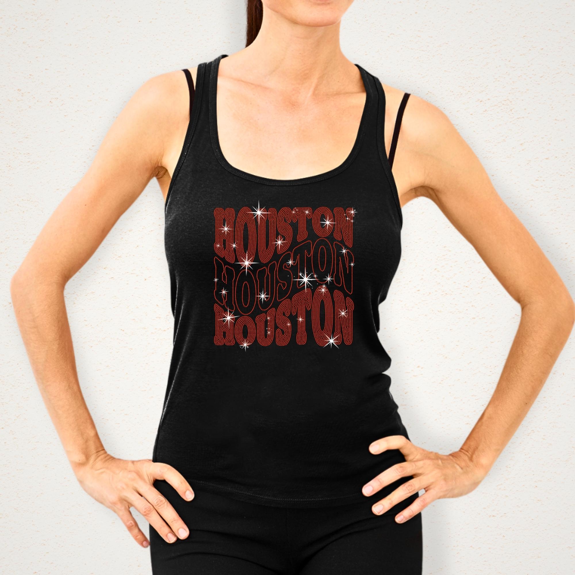 Houston Rhinestone Shirt: Trendy Team Fans Shirt for Game Day