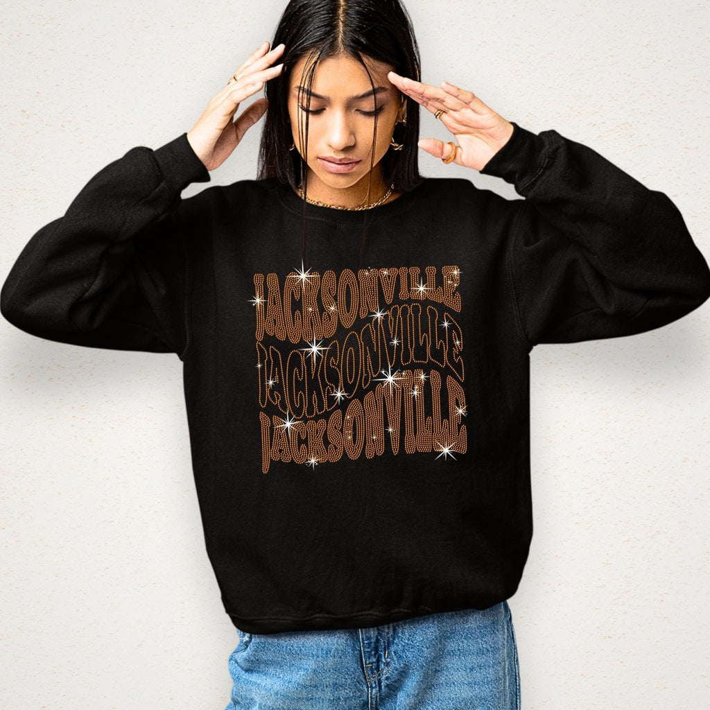 Jacksonville Rhinestone Shirt: Bling Football Team Fans Support Tee