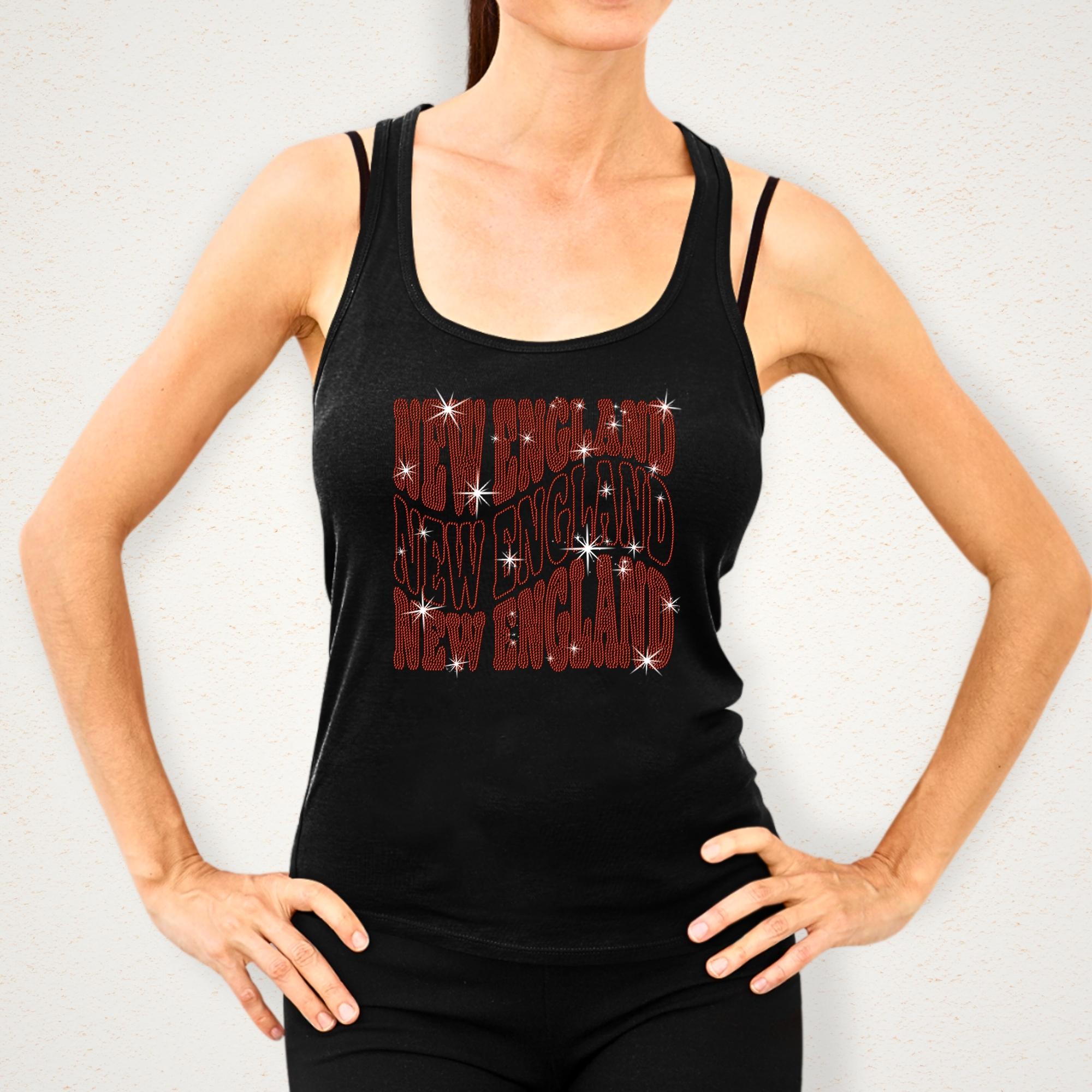 New England Rhinestone Shirt: Bling Football Game Day Fans Tee