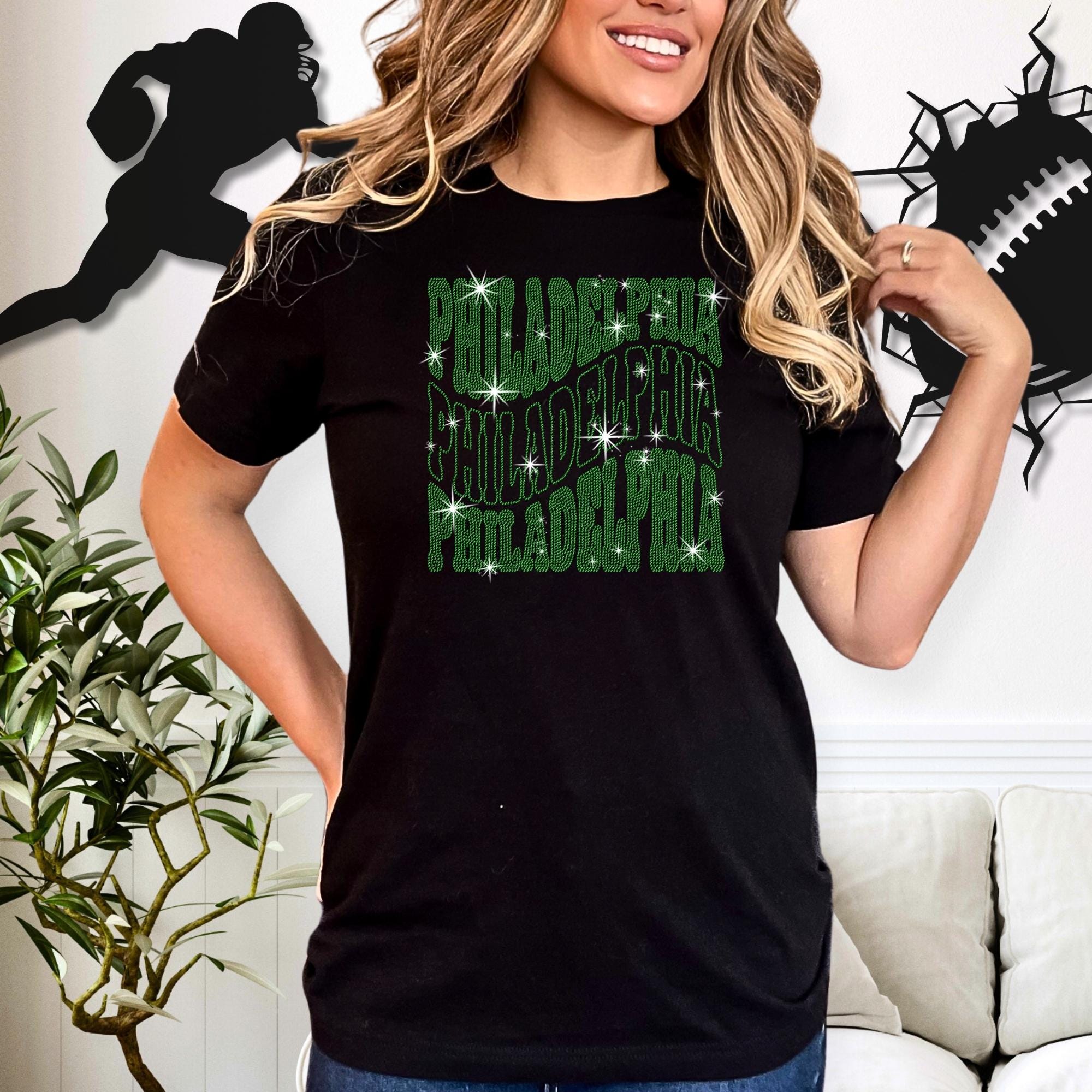 Philadelphia Rhinestone Shirt: Bling Sunday Football Fans Tee Main image