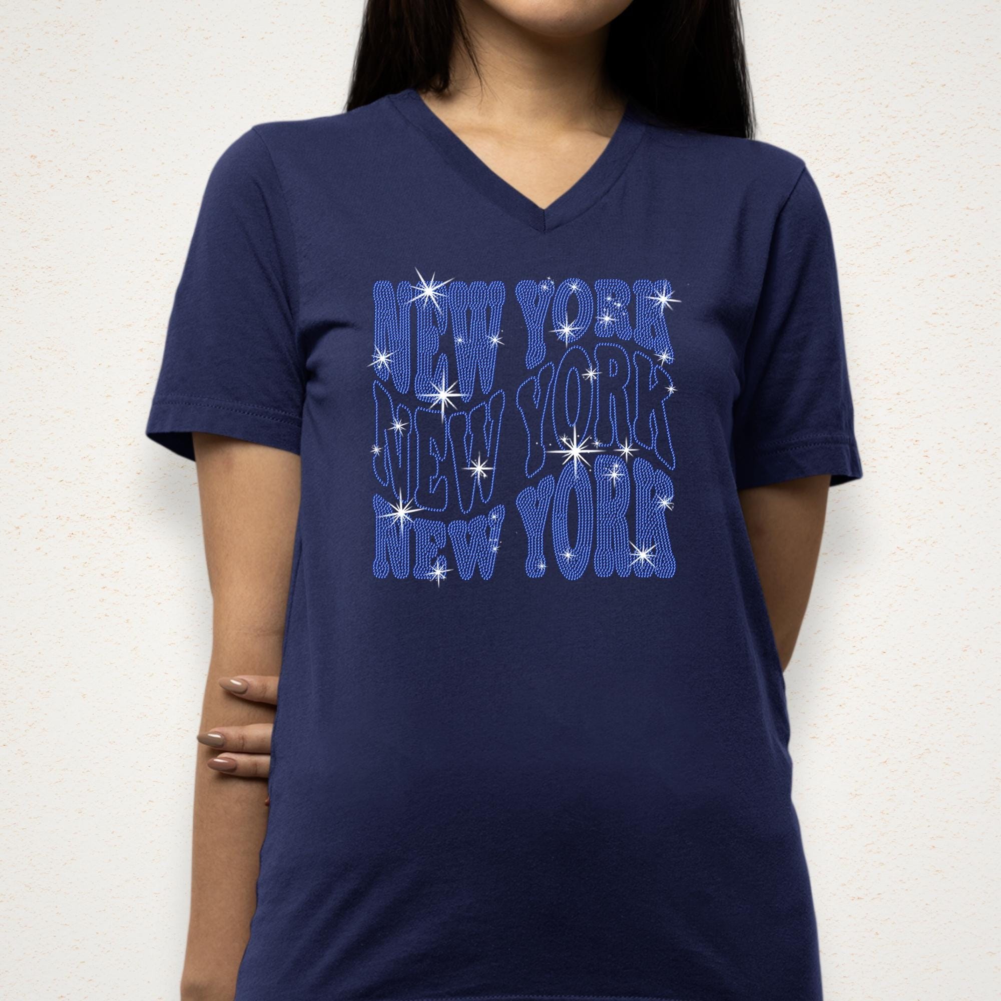 New York Rhinestone Shirt: Bling Sunday Tailgate Party Tee
