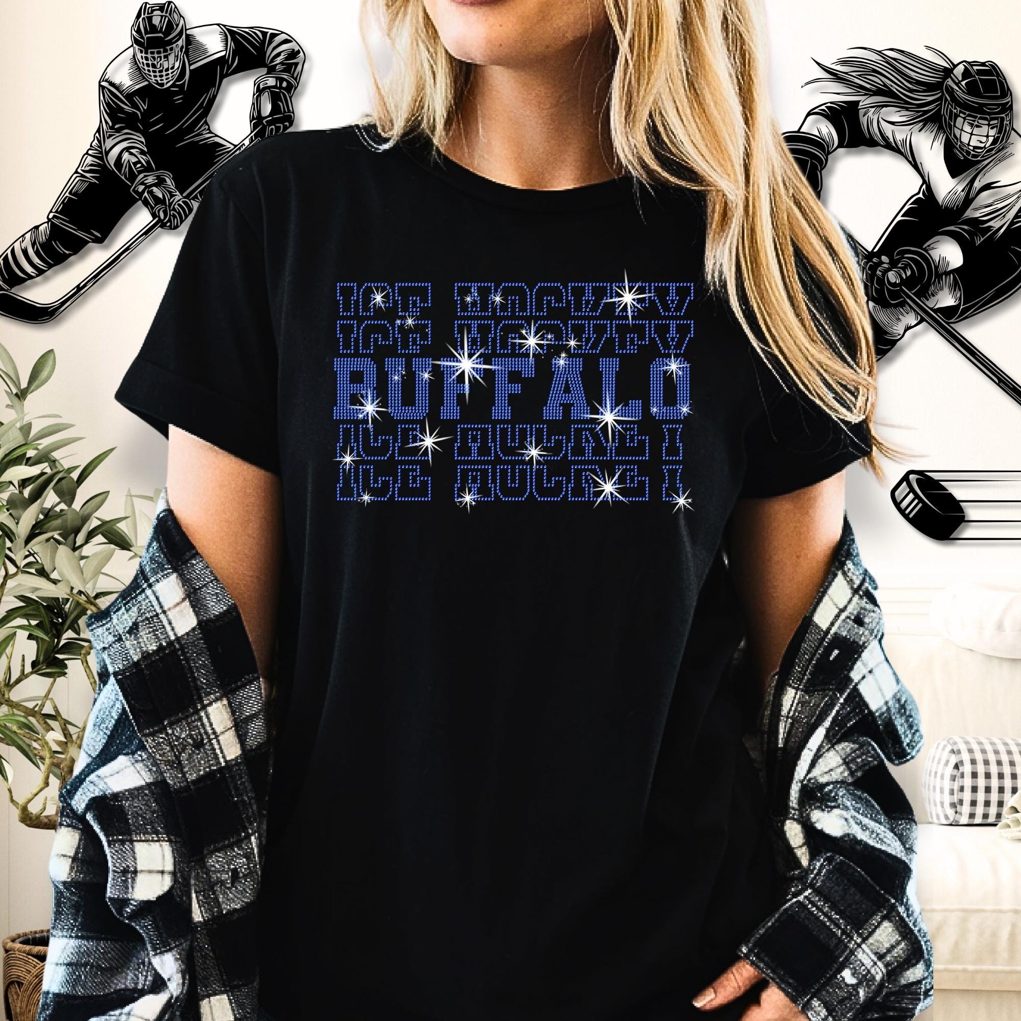 Buffalo Ice Hockey Rhinestone Shirt: Women's Game Day Outfit