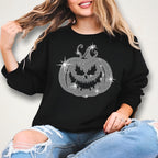 Rhinestone Pumpkin Halloween T-Shirt: Scary Evil Design