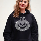 Rhinestone Pumpkin Halloween T-Shirt: Scary Evil Design