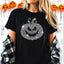 Rhinestone Pumpkin Halloween T-Shirt: Scary Evil Design