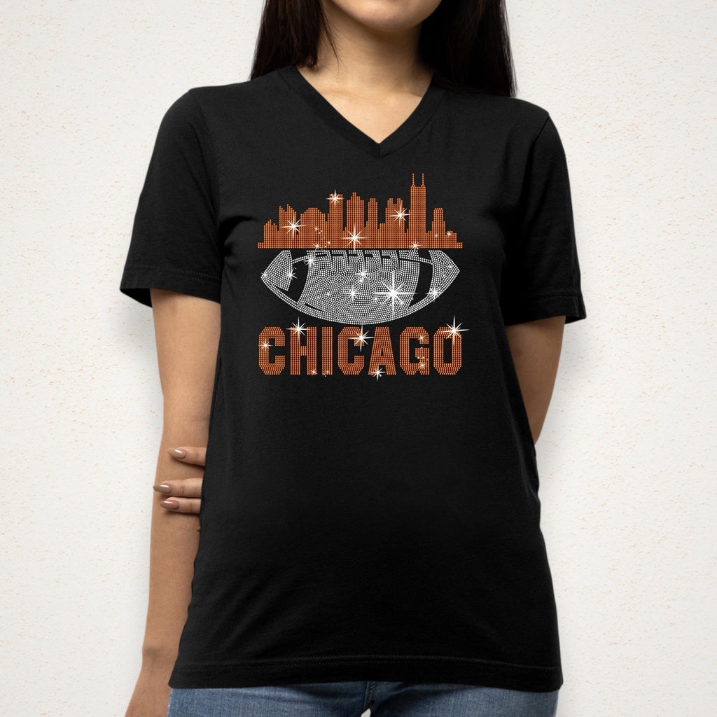 Chicago Rhinestone Football Shirt: Game Day Tee