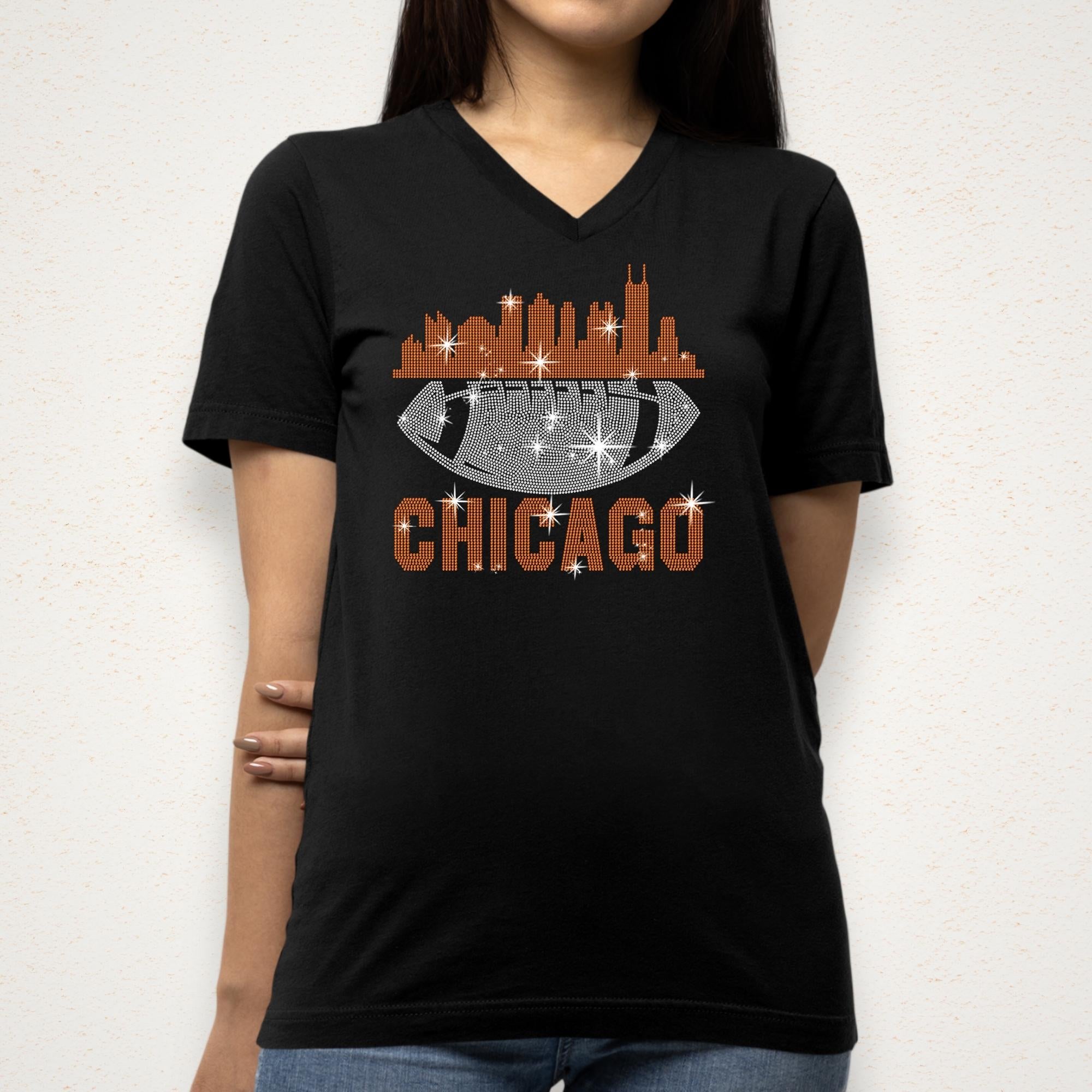 Chicago Rhinestone Football Shirt: Game Day Tee