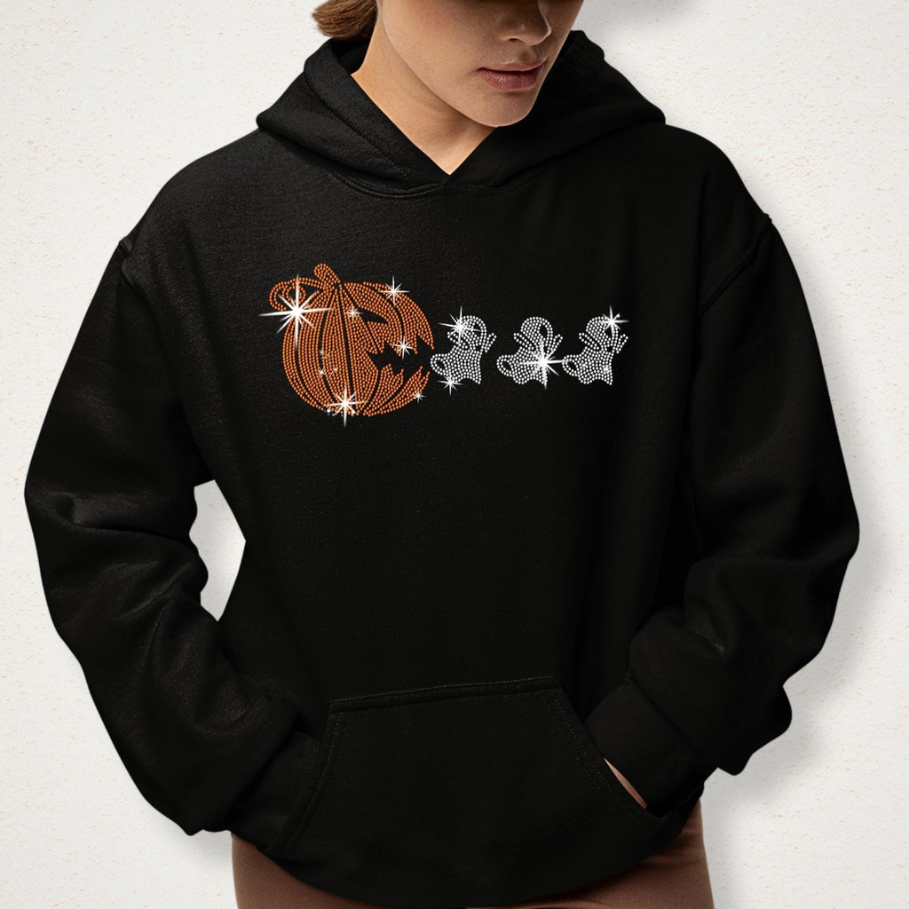 Halloween Pumpkin Rhinestone Shirt with Funny Ghosts : Spooky T-Shirt