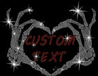 Custom Rhinestone Skeleton Heart Hands Shirt: Sparkle Gothic Halloween Tee
