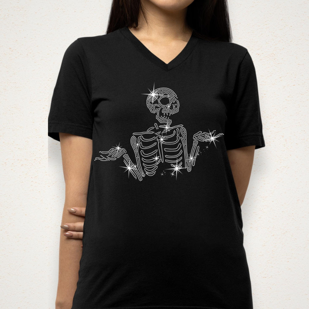 Rhinestone Skeleton Sparkle Shirt: Halloween Gothic Outfit