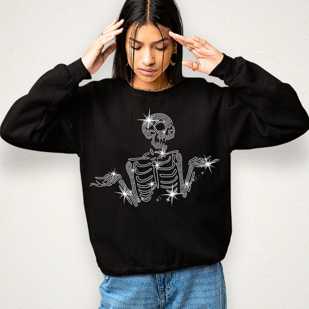 Rhinestone Skeleton Sparkle Shirt: Halloween Gothic Outfit