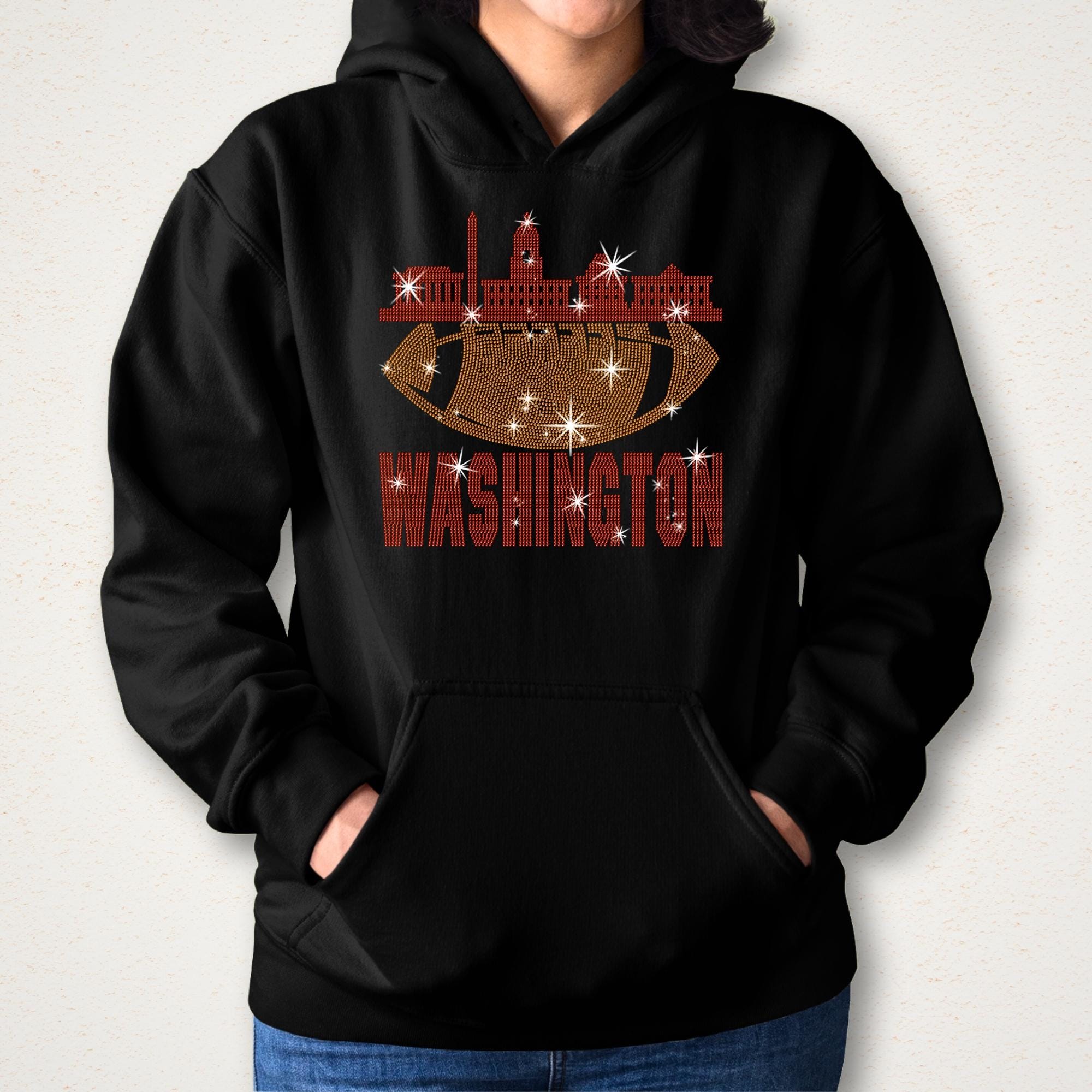 Washington Rhinestone Football Fan Shirt: Eye-Catching Game Day Tee
