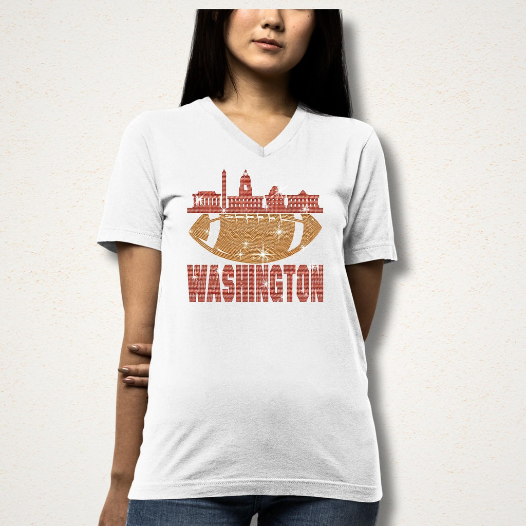 Washington Rhinestone Football Fan Shirt: Eye-Catching Game Day Tee