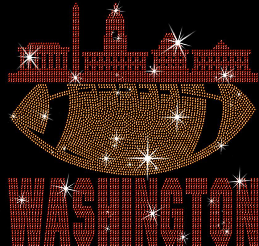 Washington Rhinestone Football Fan Shirt: Eye-Catching Game Day Tee