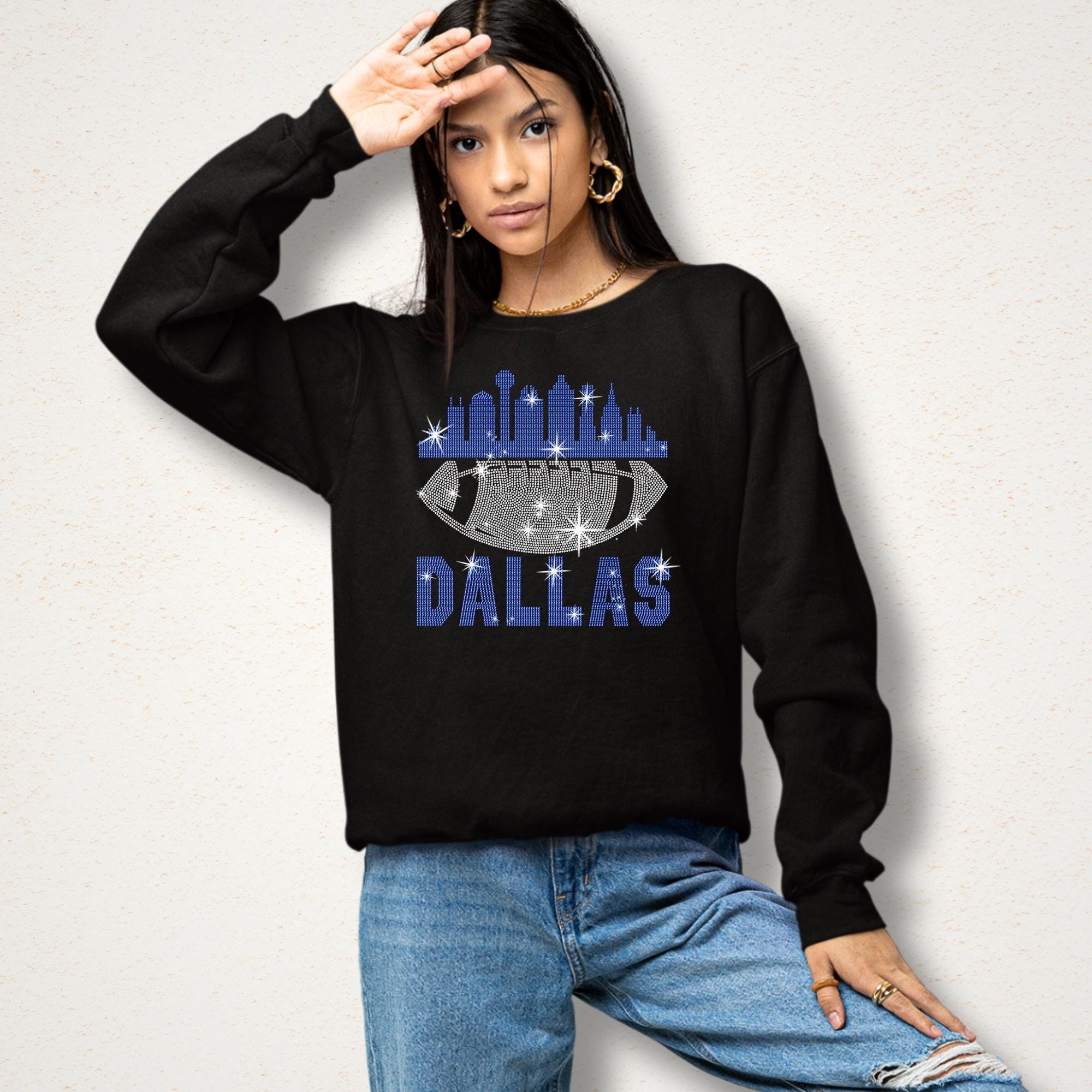 Dallas Rhinestone Football Tee: Shiny Game Day Fan Shirt