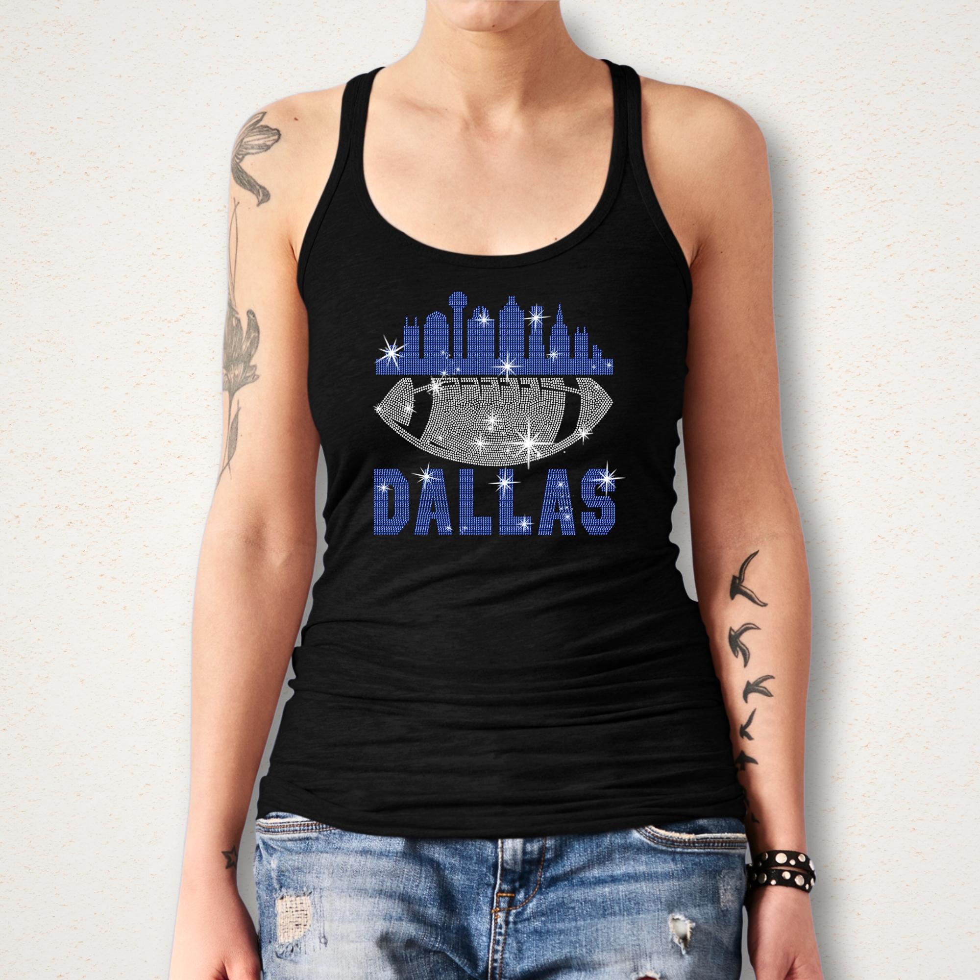 Dallas Rhinestone Football Tee: Shiny Game Day Fan Shirt Secondary image