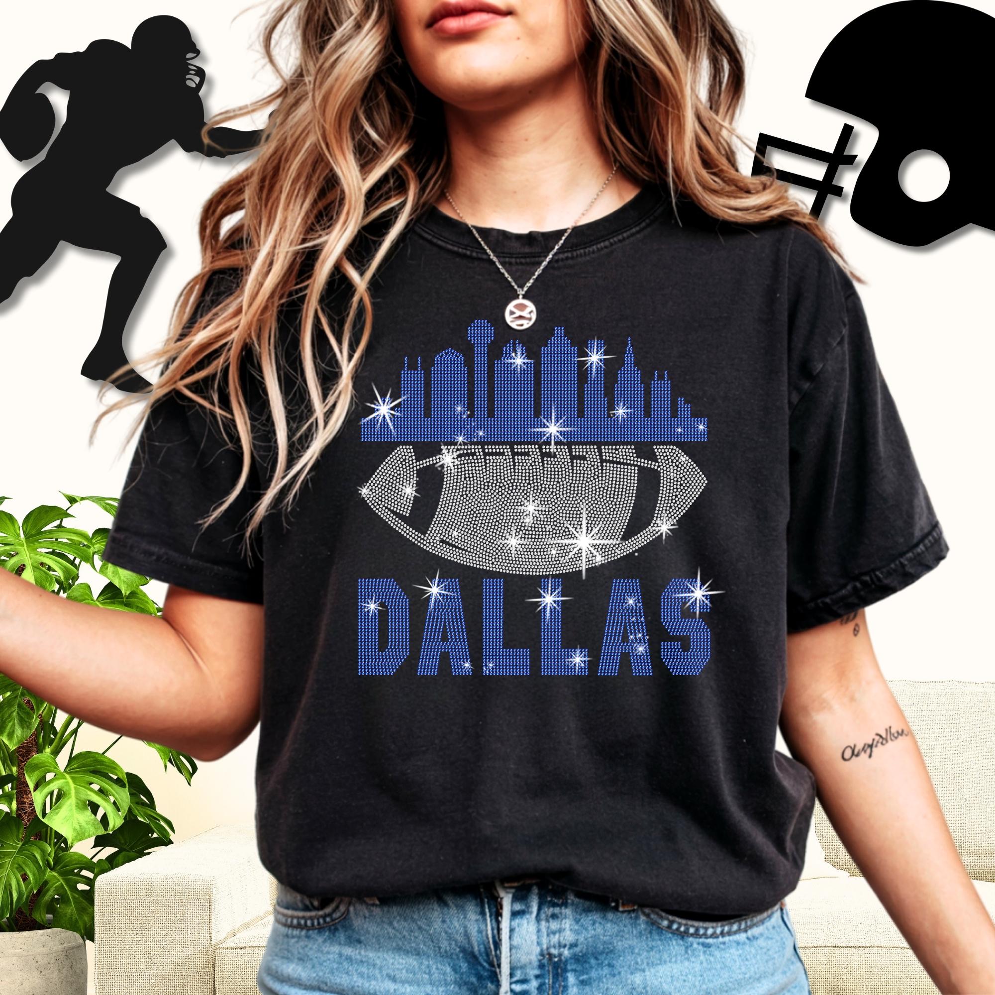 Dallas Rhinestone Football Tee: Shiny Game Day Fan Shirt