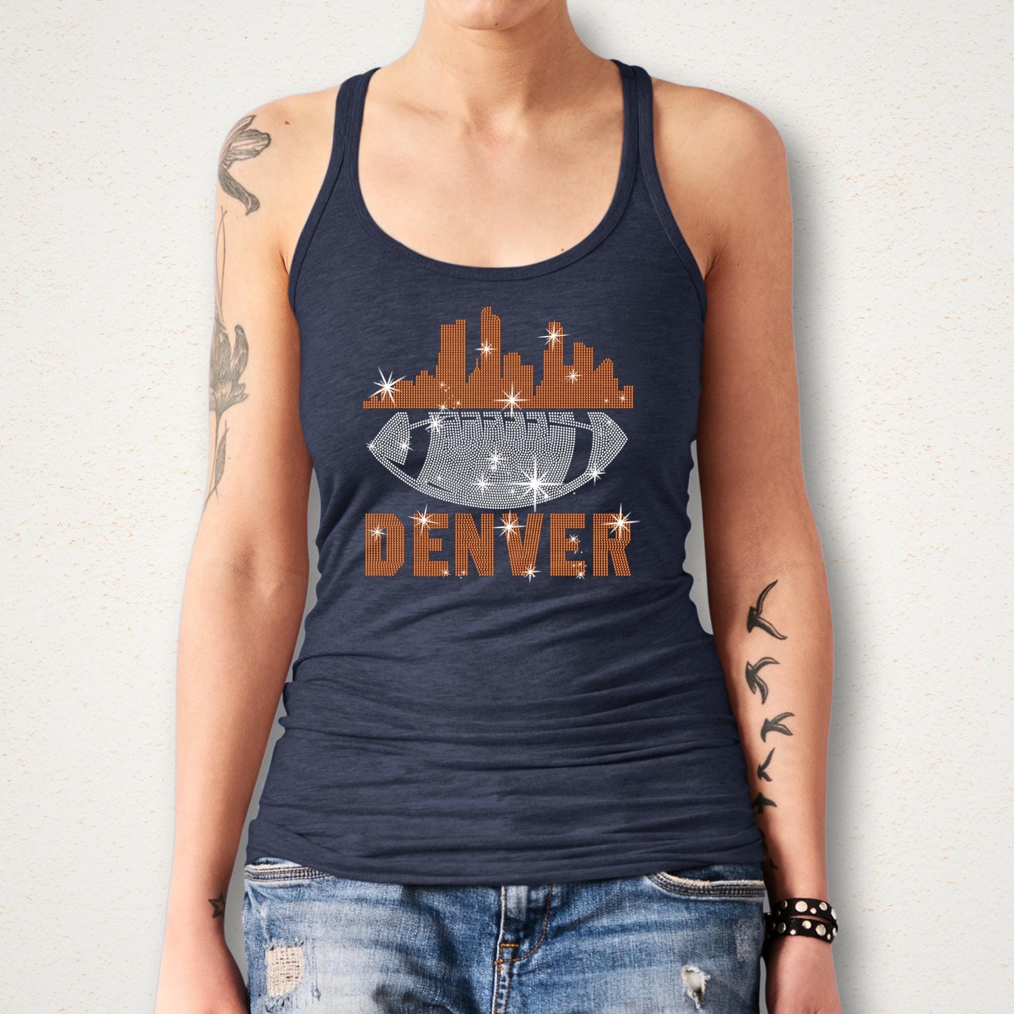 Denver Rhinestone Football Shirt: Game Day Tee for Her