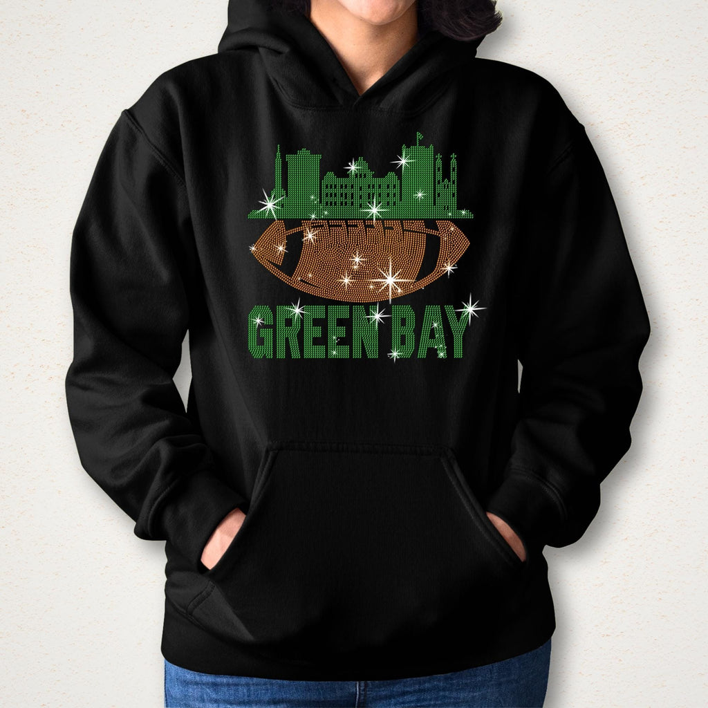 Green Bay Rhinestone Football Shirt: Sparkling Game Day Tee