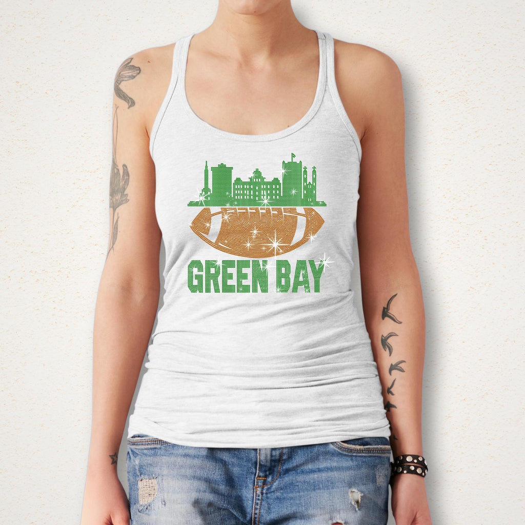 Green Bay Rhinestone Football Shirt: Sparkling Game Day Tee