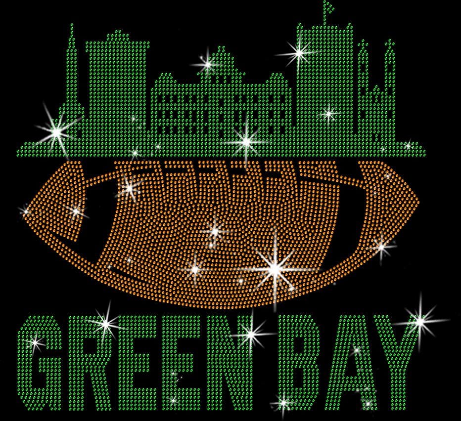 Green Bay Rhinestone Football Shirt: Sparkling Game Day Tee