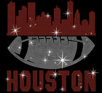 Houston Rhinestone Football T-Shirt: Dazzling Game Day Tee