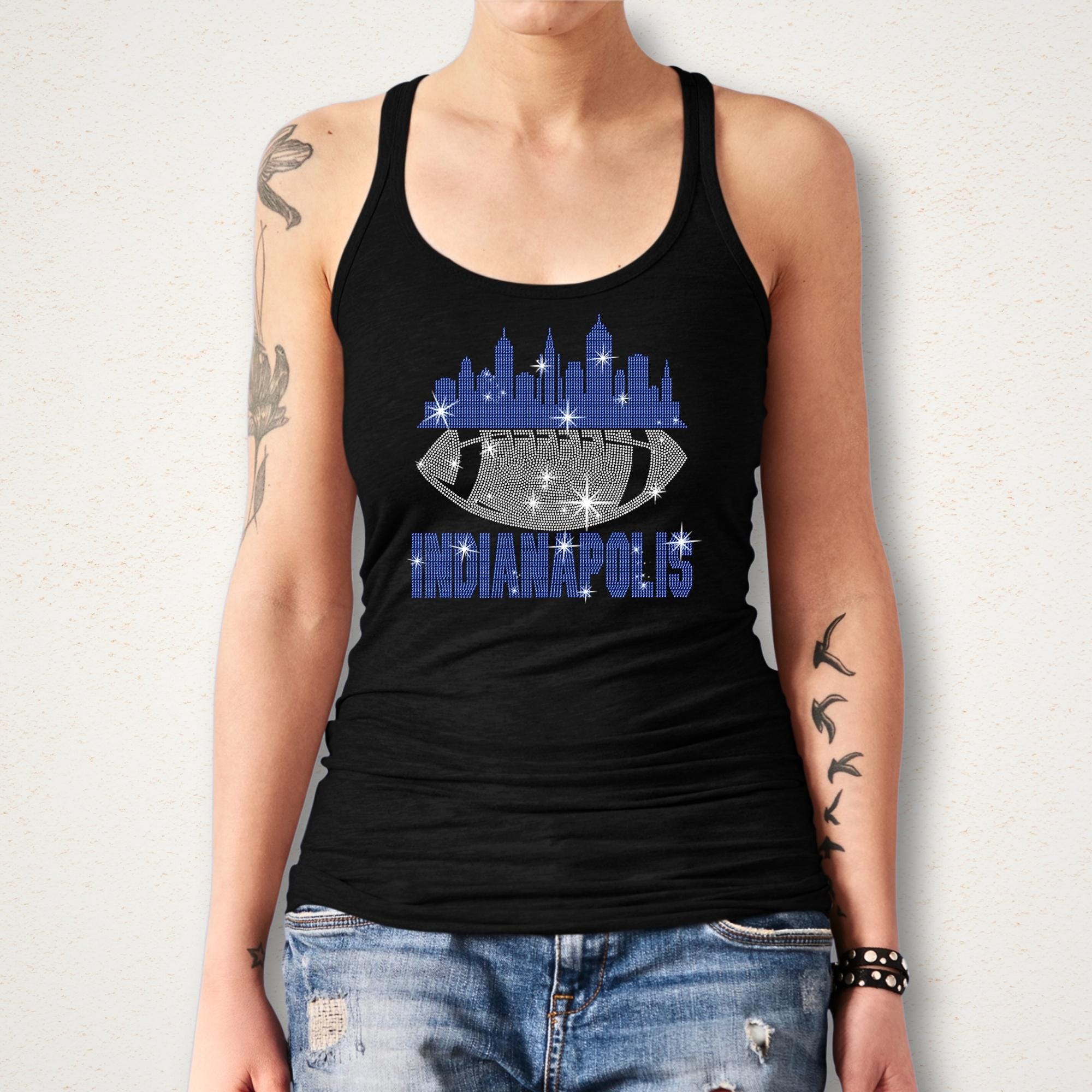Indianapolis Rhinestone Football T-Shirt: Game Day Tee for Fans
