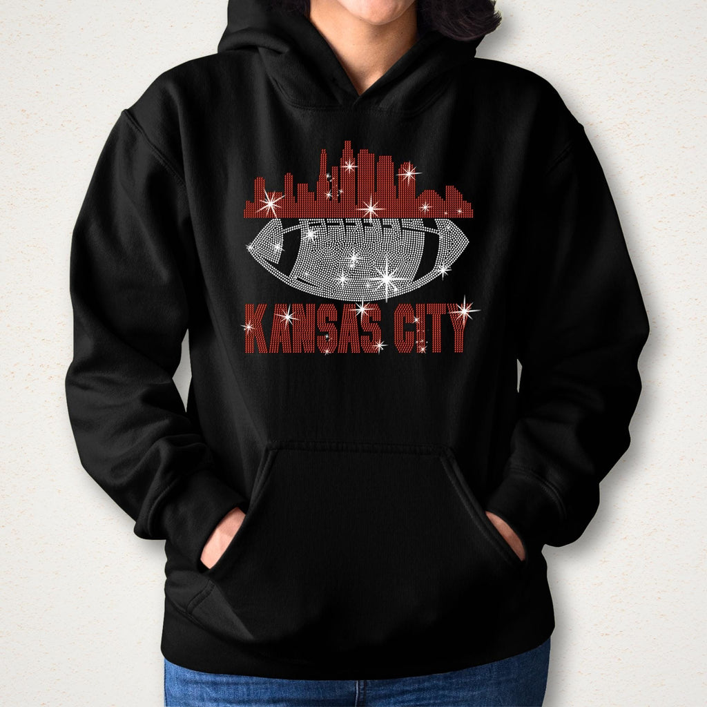 Kansas City Rhinestone Football Shirt: Sparkling Game Day Tee