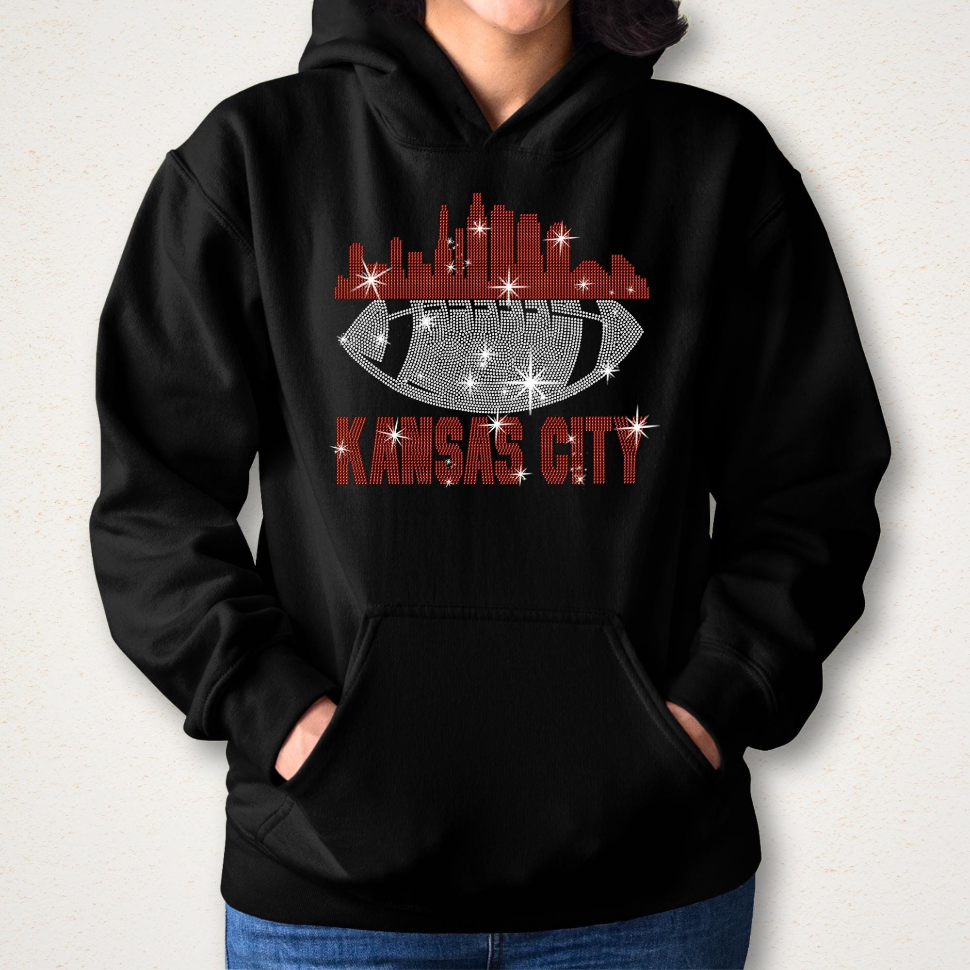Kansas City Rhinestone Football Shirt: Sparkling Game Day Tee