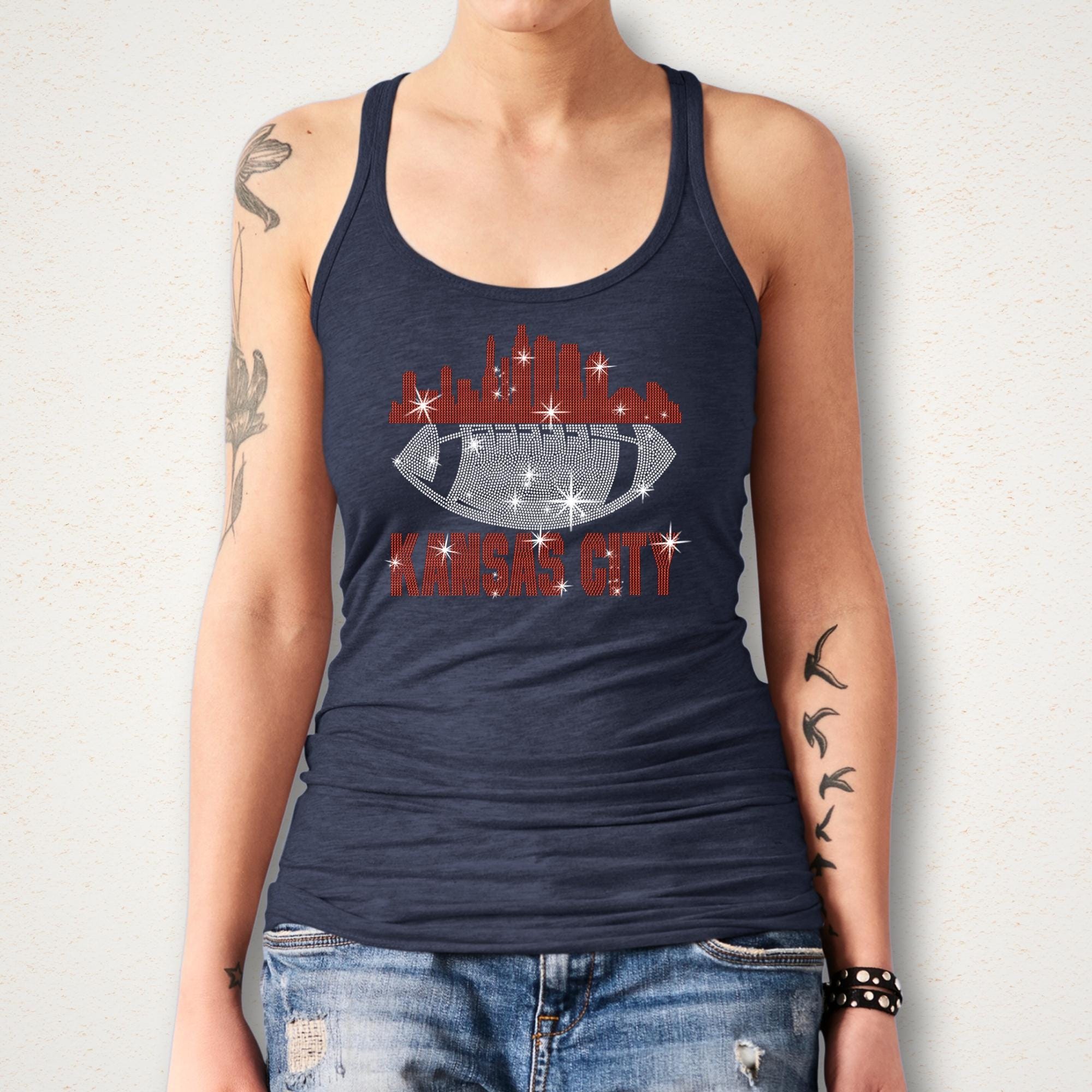 Kansas City Rhinestone Football Shirt: Sparkling Game Day Tee