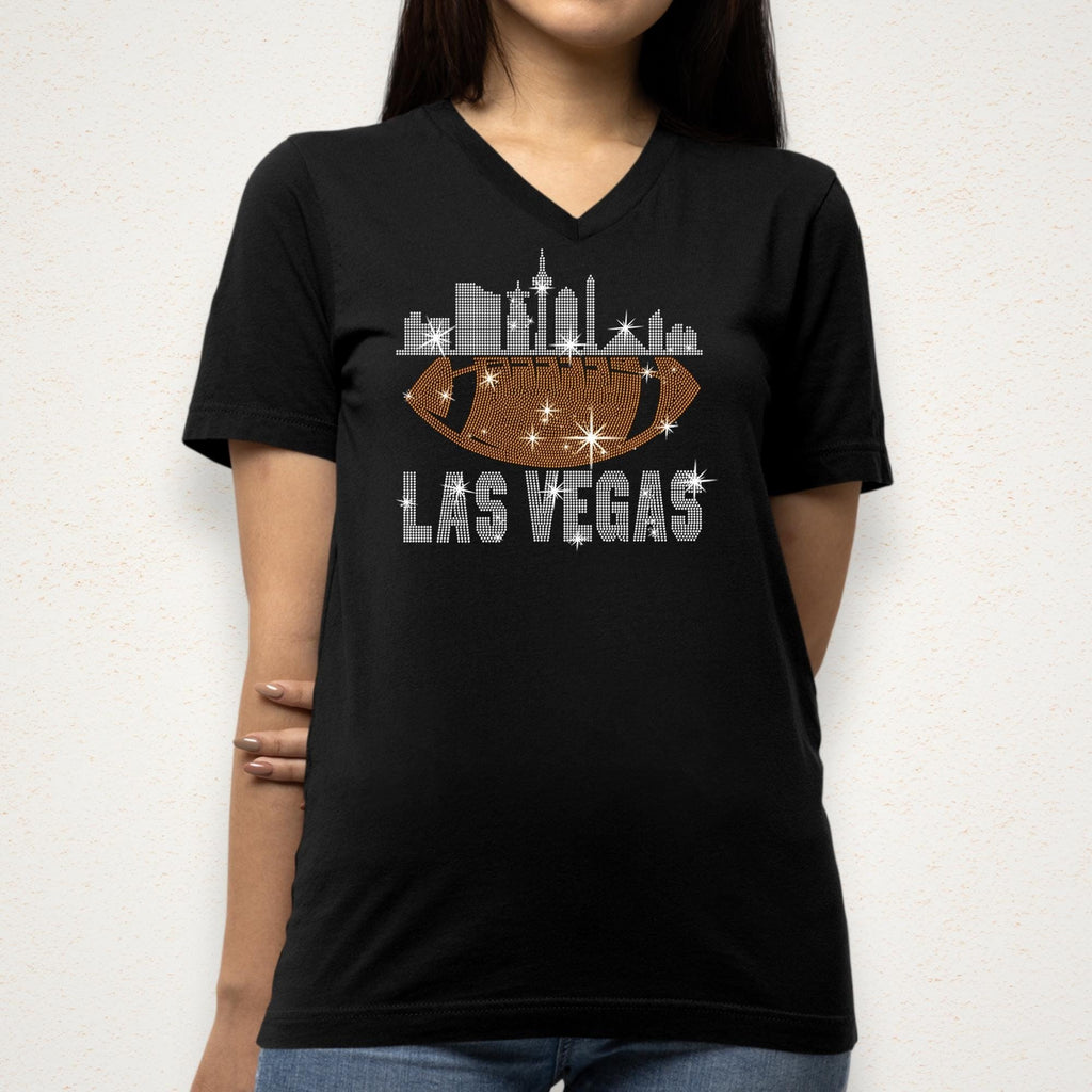 Las Vegas Rhinestone Football Shirt: Trendy Game Day Tee