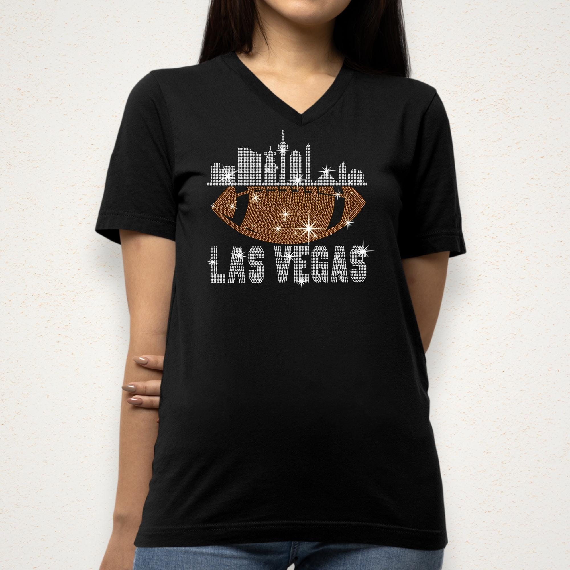 Las Vegas Rhinestone Football Shirt: Trendy Game Day Tee