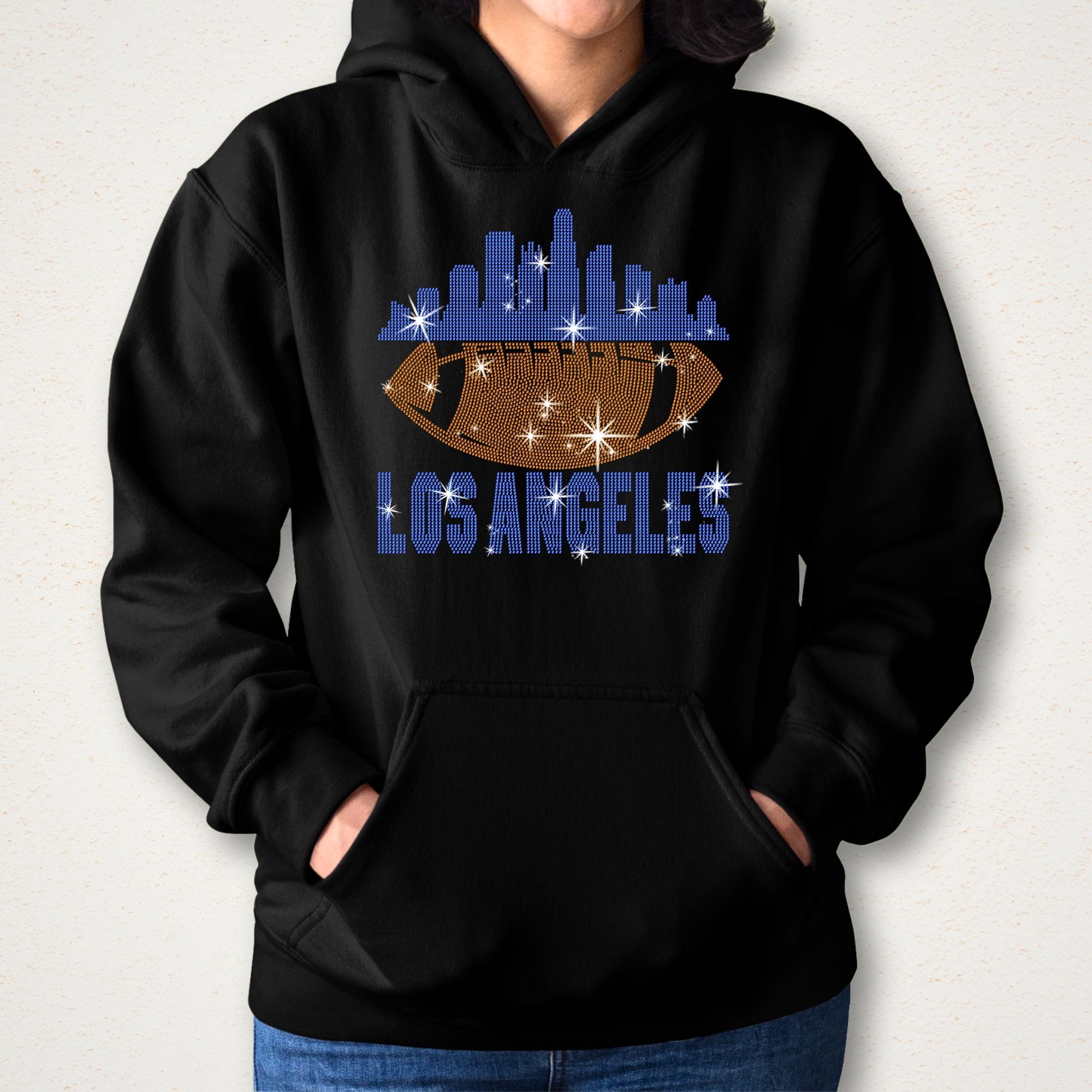 Los Angeles Rhinestone Football Shirt: Sparkly Game Day Tee