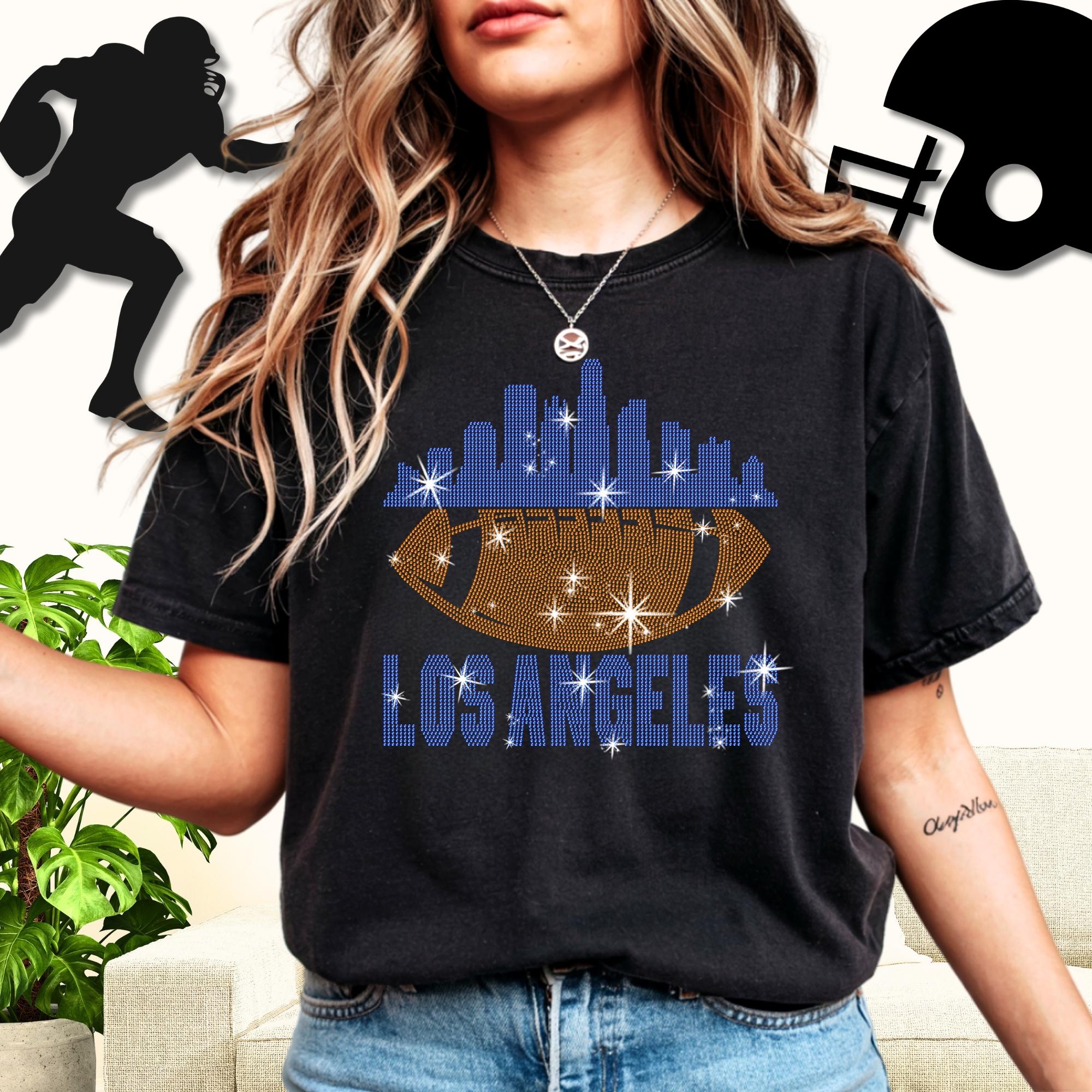 Los Angeles Rhinestone Football Shirt: Sparkly Game Day Tee Main image