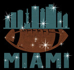 Miami Rhinestone Football Tee: Sparkling Game Day Shirt