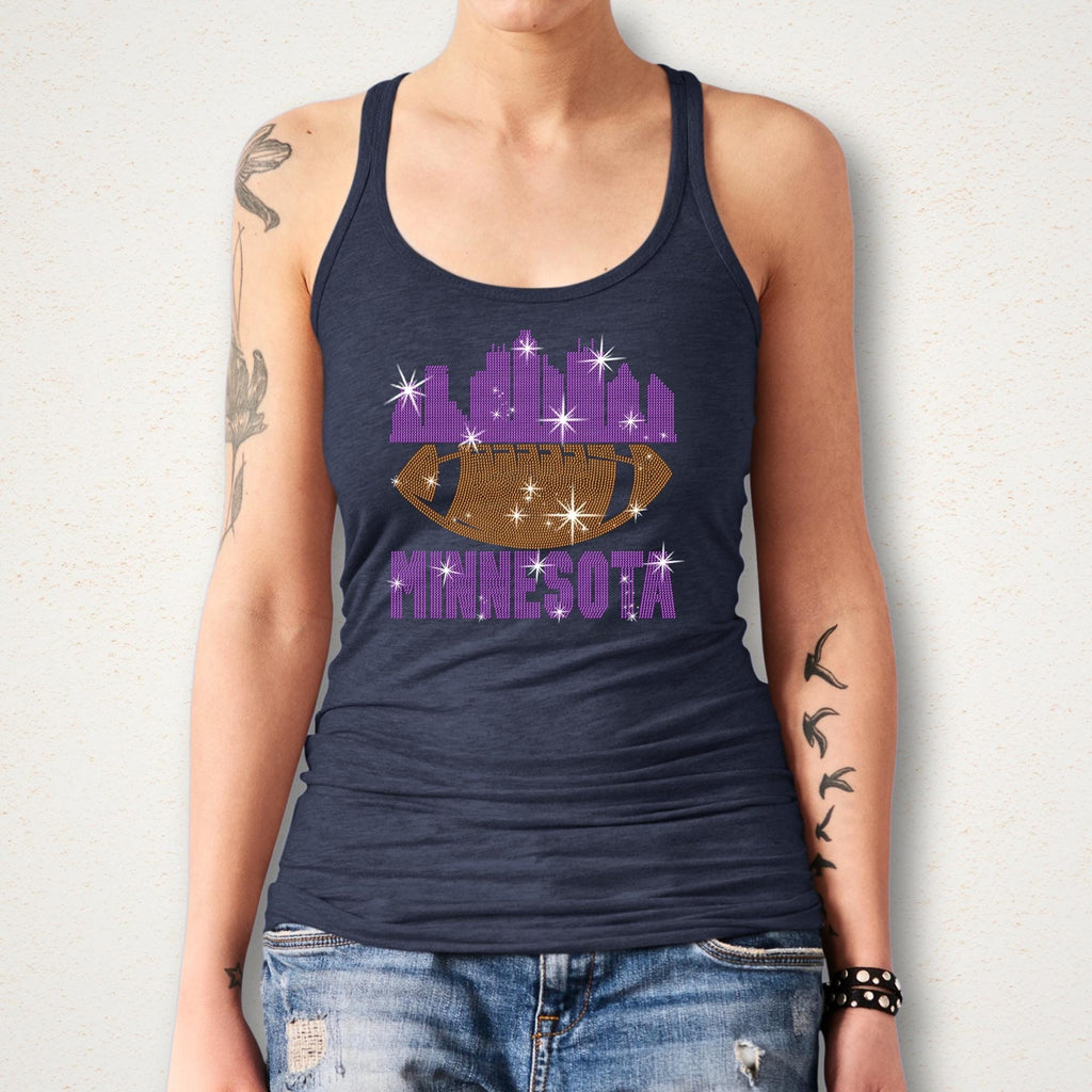 Minnesota Rhinestone Football Shirt: Game Day Tailgate Tee