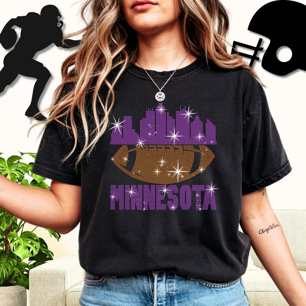 Minnesota Rhinestone Football Shirt: Game Day Tailgate Tee