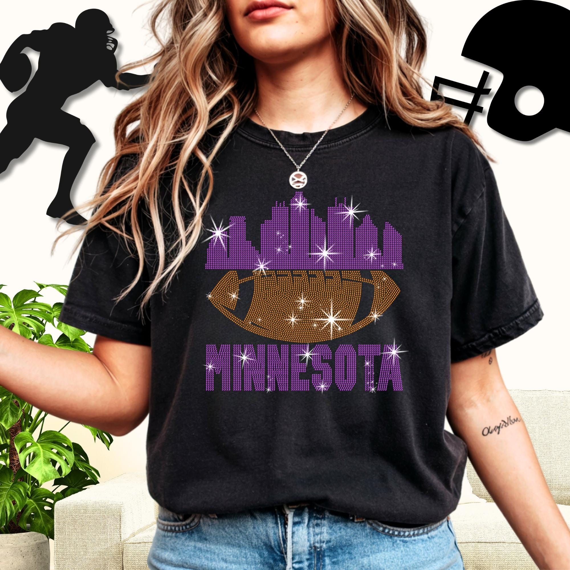Minnesota Rhinestone Football Shirt: Game Day Tailgate Tee