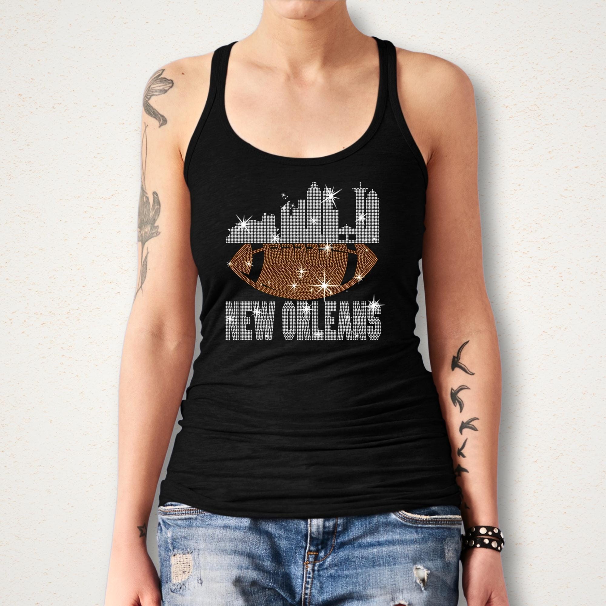 New Orleans Rhinestone Football Shirt: Sparkling Game Day Tee