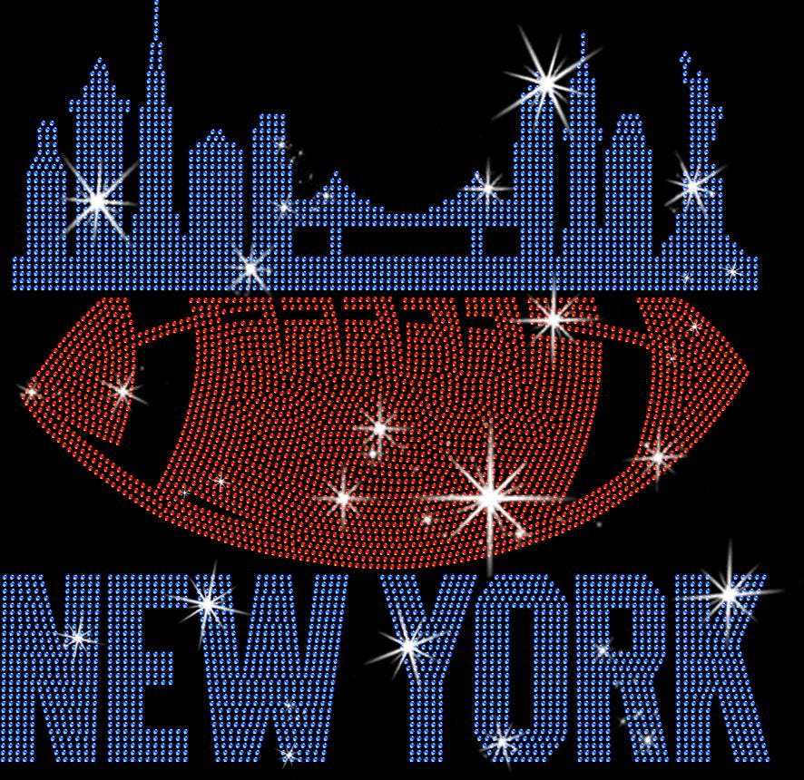 Rhinestone New York Football Fan Tee: Sparkling Game Day Shirt
