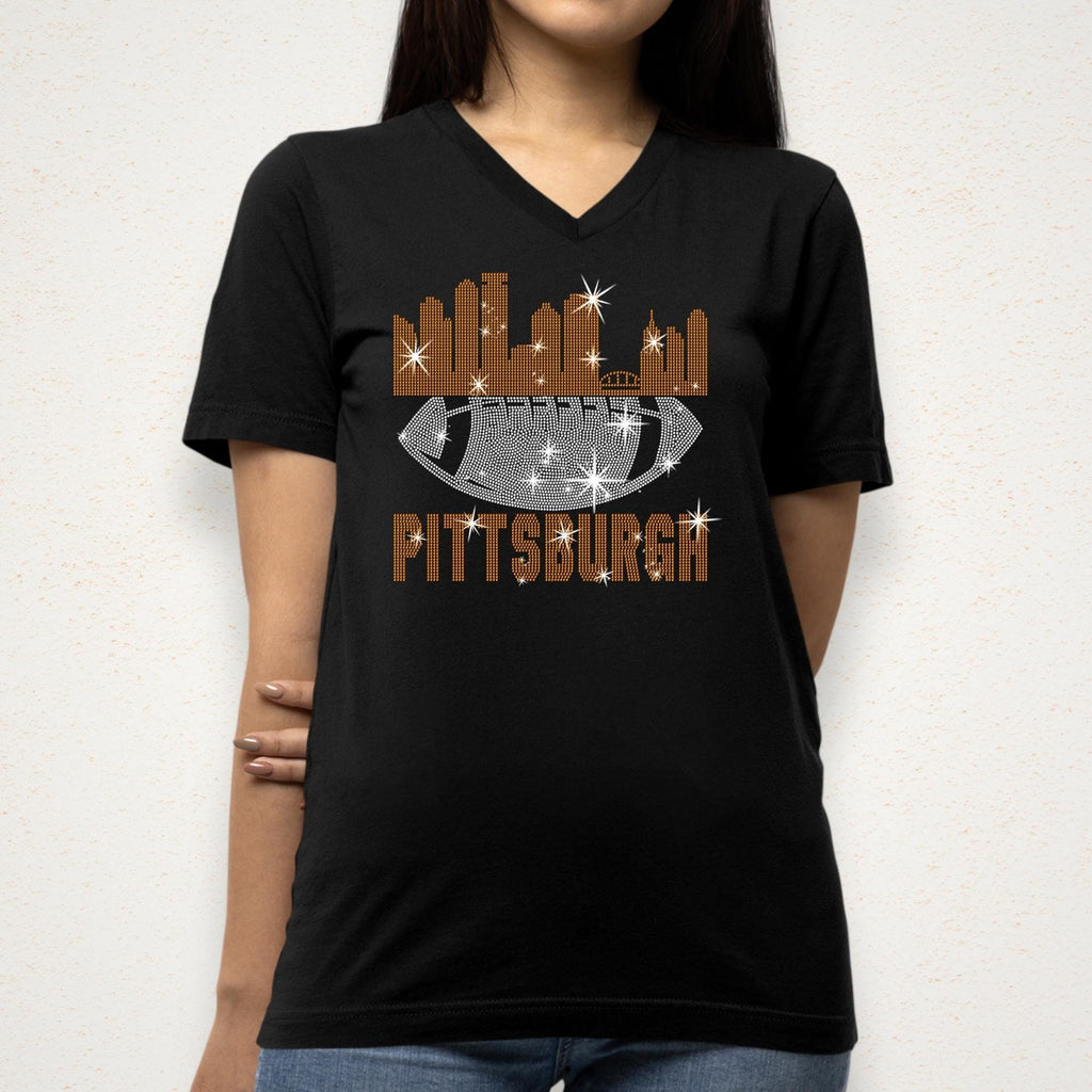 Pittsburgh Rhinestone Football Fan Shirt: Game Day Sports Tee